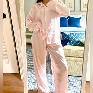 Pink Satin Long Sleeve Pajama Set